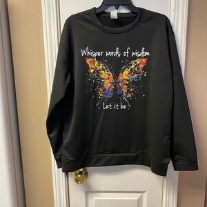 Black Sweatshirt with Colorful Butterfly Design